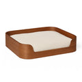 Letto per Animali Domestici in Legno e Lino Beige
