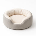 Letto per Animali Rotondo in Tessuto Poliestere Grigio e Bianco Ø50 cm
