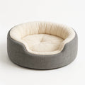 Letto rotondo per animali domestici in lino e pile 50x50x20 cm Grigio/Beige