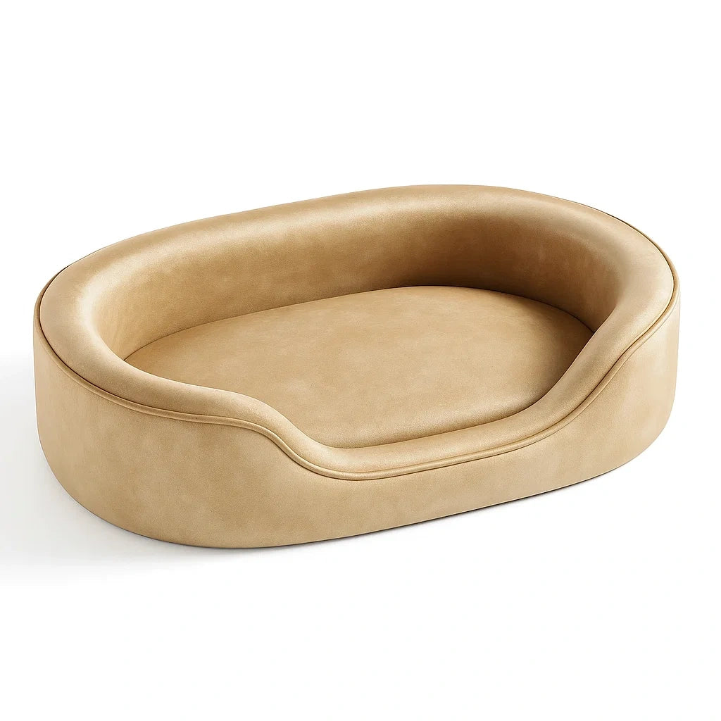 Cuccia Ovale in Similpelle Beige per Animali Domestici