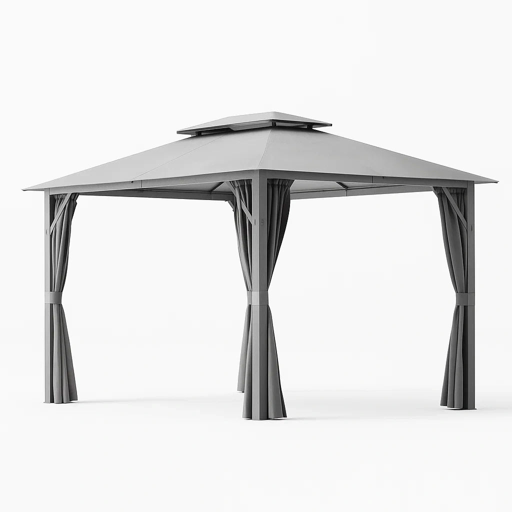 Gazebo da Giardino in Alluminio e Acciaio Zincato Grigio 3x4m