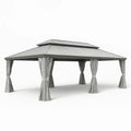 Gazebo in Metallo con Tende in Poliestere 400x300 cm Grigio