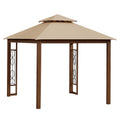 Gazebo in Metallo con Tetto in Poliestere Beige 3x3m