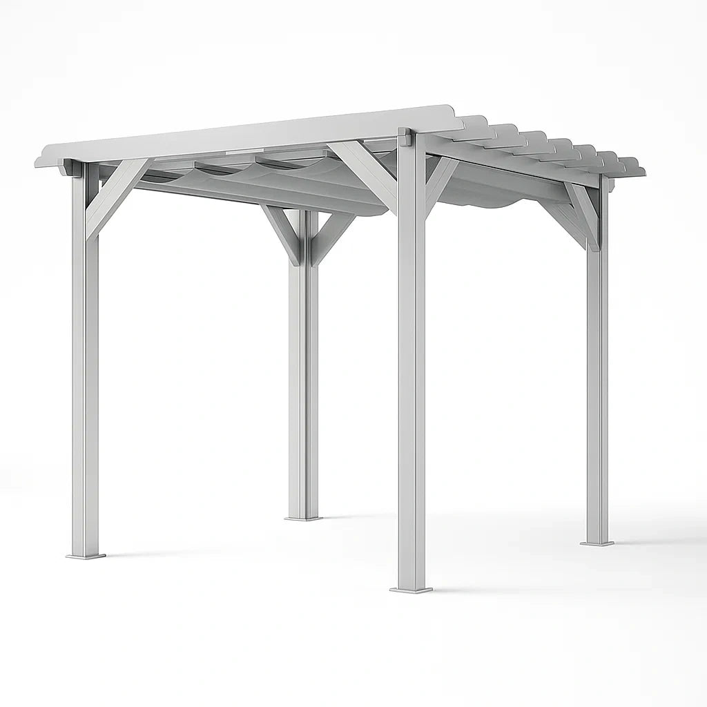 Pergola in Alluminio Grigio con Copertura a Lamelle
