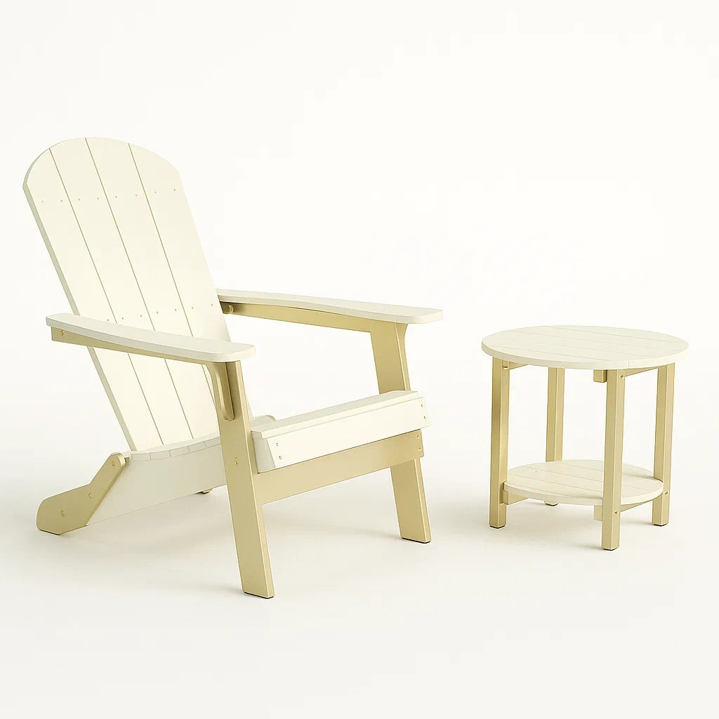 Set Sedia Adirondack e Tavolino da Esterno in Legno Composito