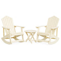 Set Giardino in Legno con 2 Sedie a Dondolo e Tavolo Rotondo Crema