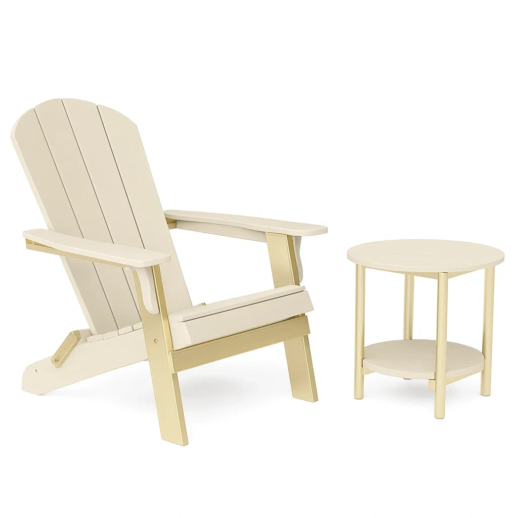Set Sedia e Tavolino in Plastica Crema