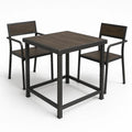 Set Tavolo in Metallo e Legno Composito con Due Sedie, Marrone e Nero