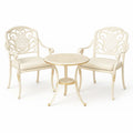 Set giardino 3 pezzi in alluminio con sedie e tavolino rotondo Bianco Crema