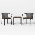 Set da giardino in metallo e legno con 2 sedie e 1 tavolo