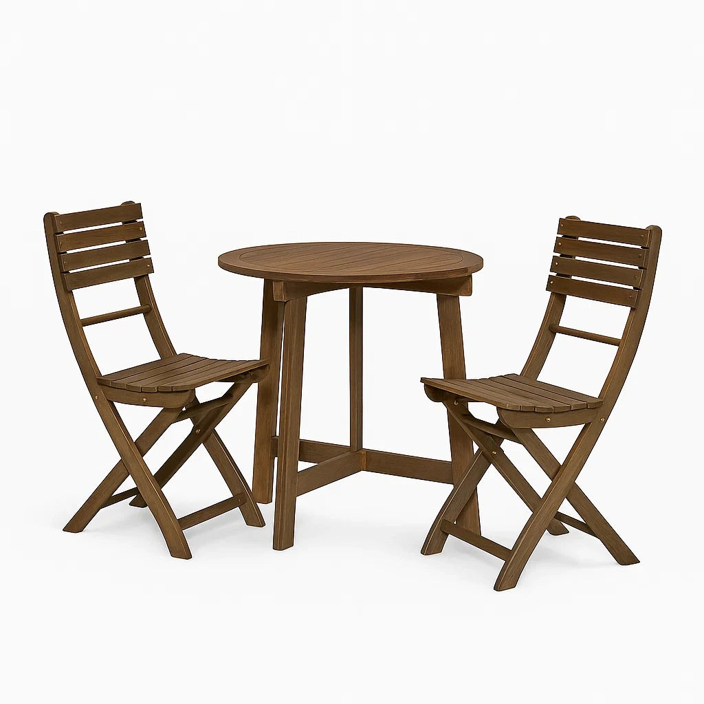 Set tavolo e sedie pieghevoli in legno di acacia Marrone