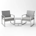 Set da Giardino in Metallo con Rattan e Tavolino in Vetro Temperato