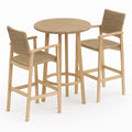 Set da Bar in Legno con Tavolo Rotondo e Sedie in Corda Sintetica