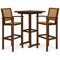 Set tavolo alto in legno con due sgabelli