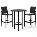 Set tavolo e sedie alte in alluminio nero da esterno