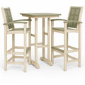 Set Tavolo Alto con 2 Sedie in Legno Verde e Beige