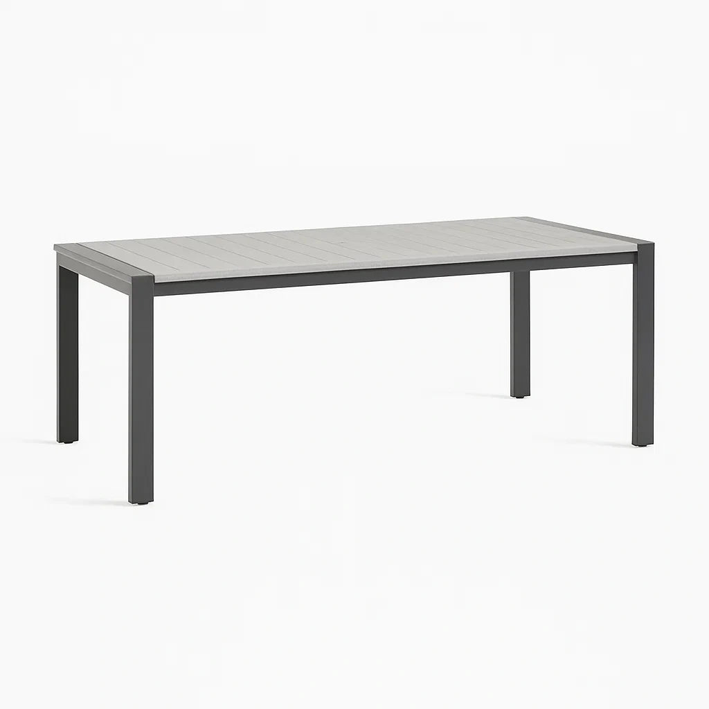 Tavolo Rettangolare da Esterno in Alluminio Verniciato a Polvere 160 cm Grigio