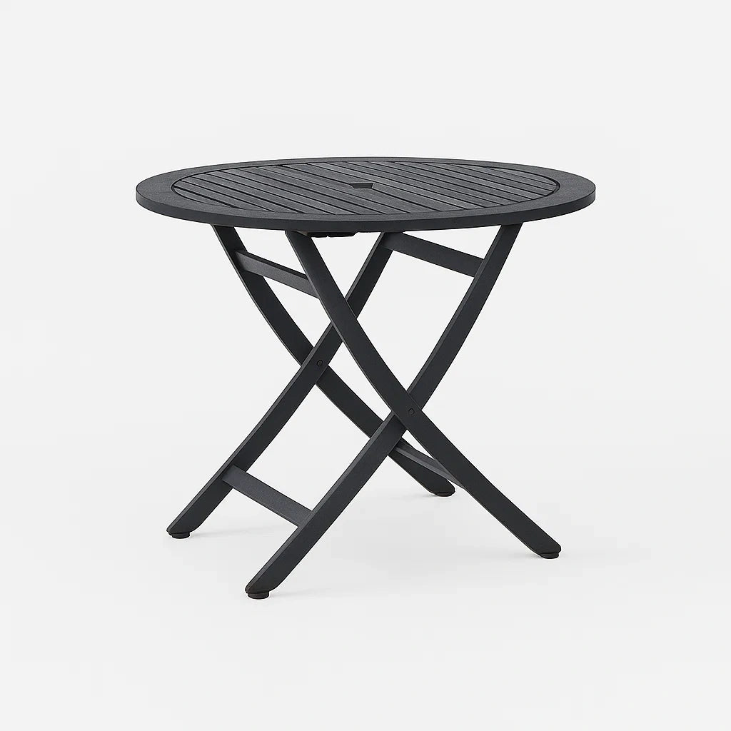 Tavolo da esterno rotondo pieghevole in resina Ø80 cm Nero