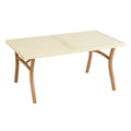 Tavolo da Giardino Rettangolare in Alluminio e Teak 140x90x75 cm Bianco Crema