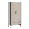 Armadio in legno e rattan a due ante Bianco e Nero
