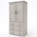 Armadio a Doppia Anta con Cassetti in Legno MDF Grigio Chiaro