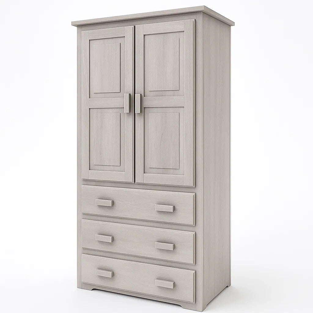 Armadio a Doppia Anta con Cassetti in Legno MDF Grigio Chiaro