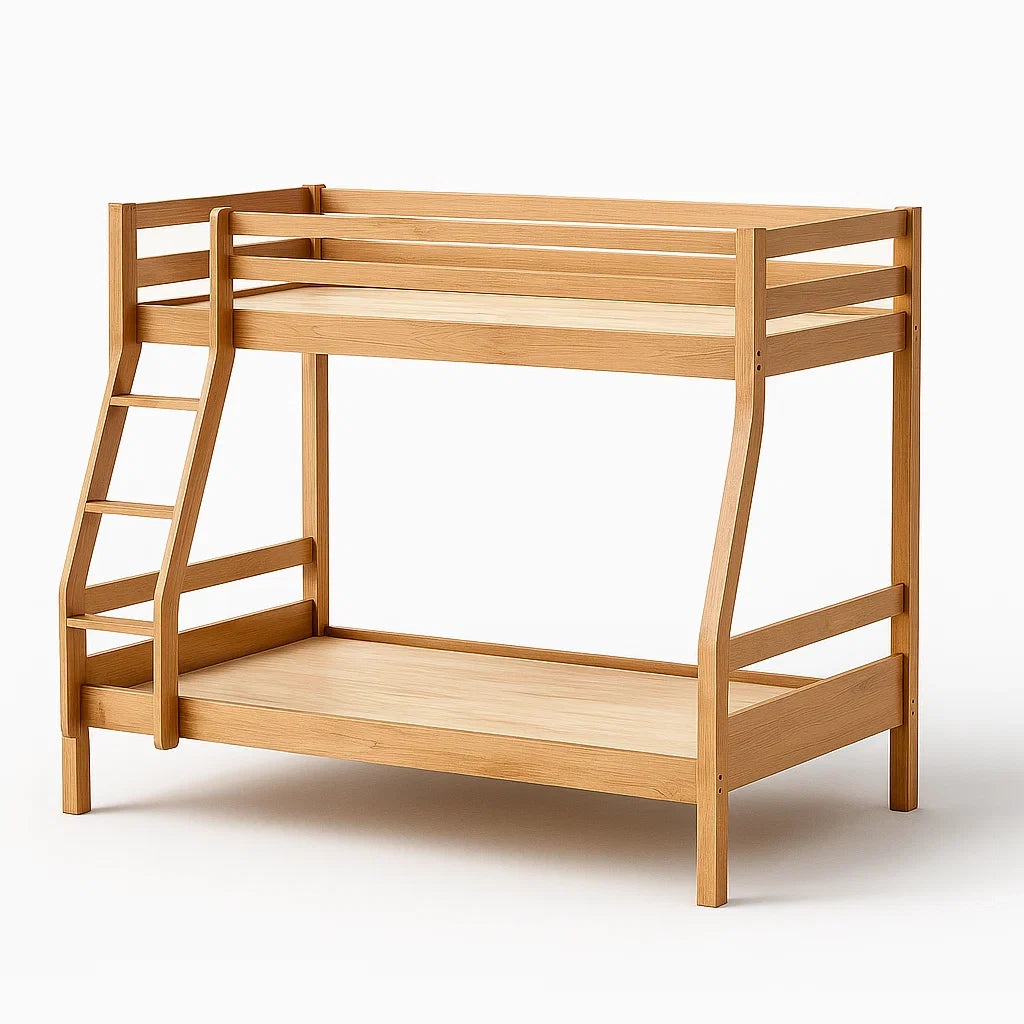 Letto a Castello in Legno Massello Marrone Chiaro