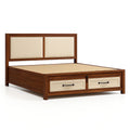 Letto matrimoniale legno massello e tessuto Beige 200x160 cm