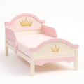 Letto per Bambini in Legno con Motivo Corona Rosa e Crema