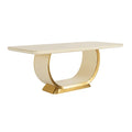 Tavolo rettangolare in legno e metallo Crema e Oro 120x60cm