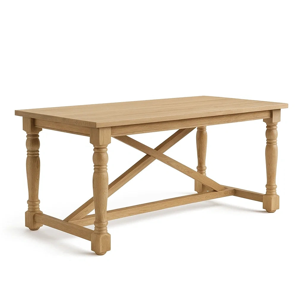 Tavolo da Pranzo Rettangolare in Legno di Rovere 180x90x75 cm