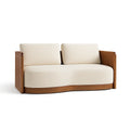 Divano in legno e tessuto beige 190x80x85 cm