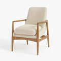 Poltrona in Legno con Rivestimento in Tessuto Beige