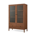 Credenza in legno con ante in vetro satinato, 2 porte e 2 cassetti, Marrone