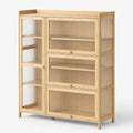 Credenza in Legno con Porte in Vetro Scanalato