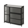 Credenza in acciaio nero e vetro temperato 80x40x100 cm