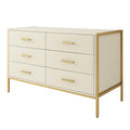 Cassettiera in MDF Rivestito con Struttura in Metallo e 6 Cassetti Crema