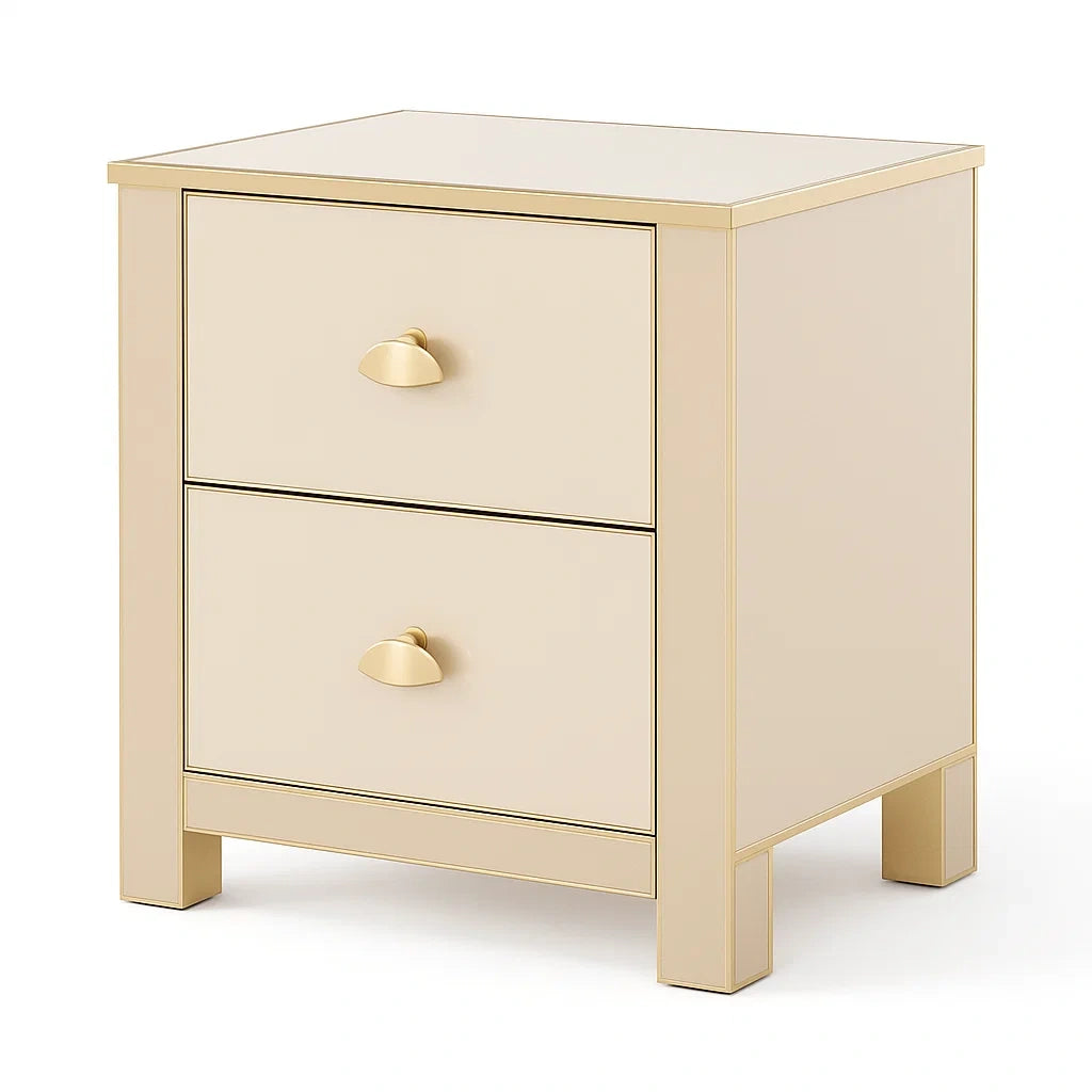 Comodino in MDF Crema con 2 Cassetti 40x30x50 cm