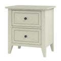 Comodino in Legno Massiccio Crema con Due Cassetti