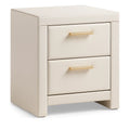 Comodino in Pelle Sintetica Crema con 2 Cassetti