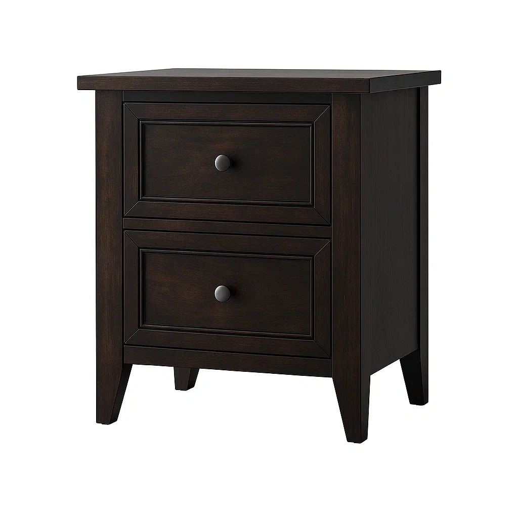 Comodino a 2 cassetti in legno marrone