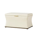 Panca Contenitore in Similpelle Crema con Base in Legno